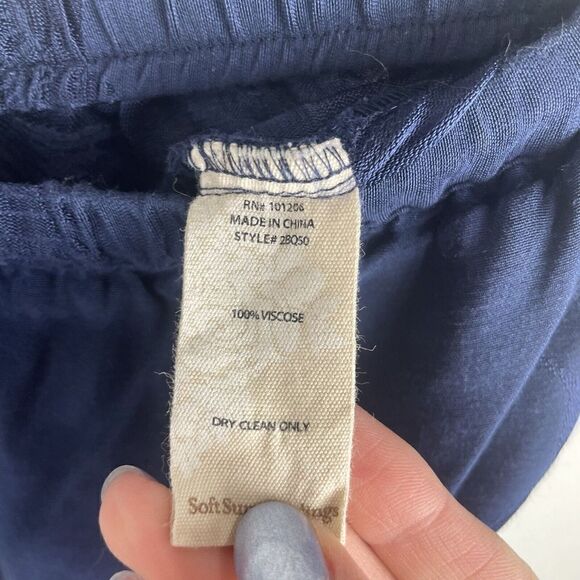 Soft Surroundings Viscose Blue Relaxed Fit Swan Bird Pull on Pants Size M - Picture 4 of 6